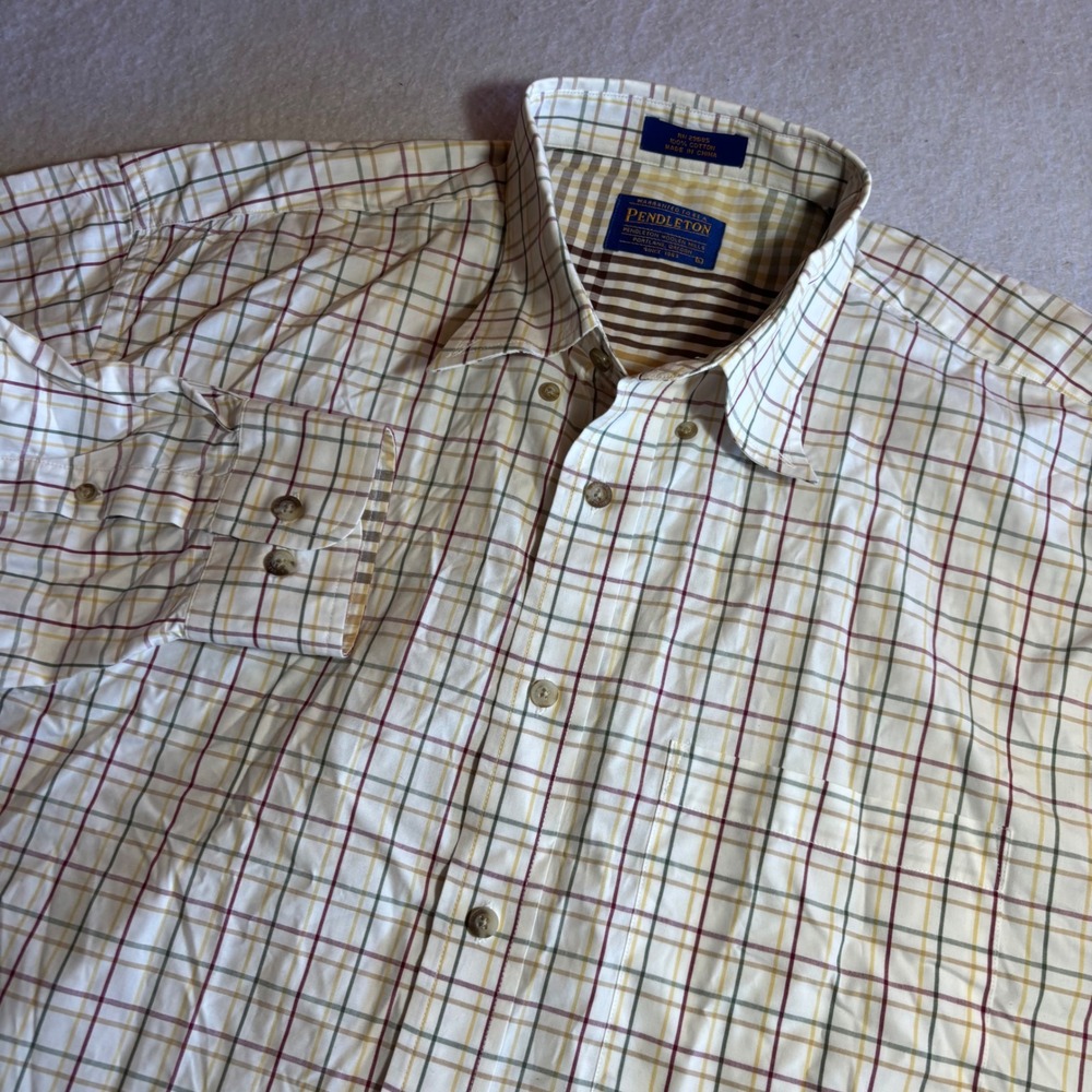 Pendleton Mens Button Down Long Sleeve Plaid Shirt Size L 100% Cotton